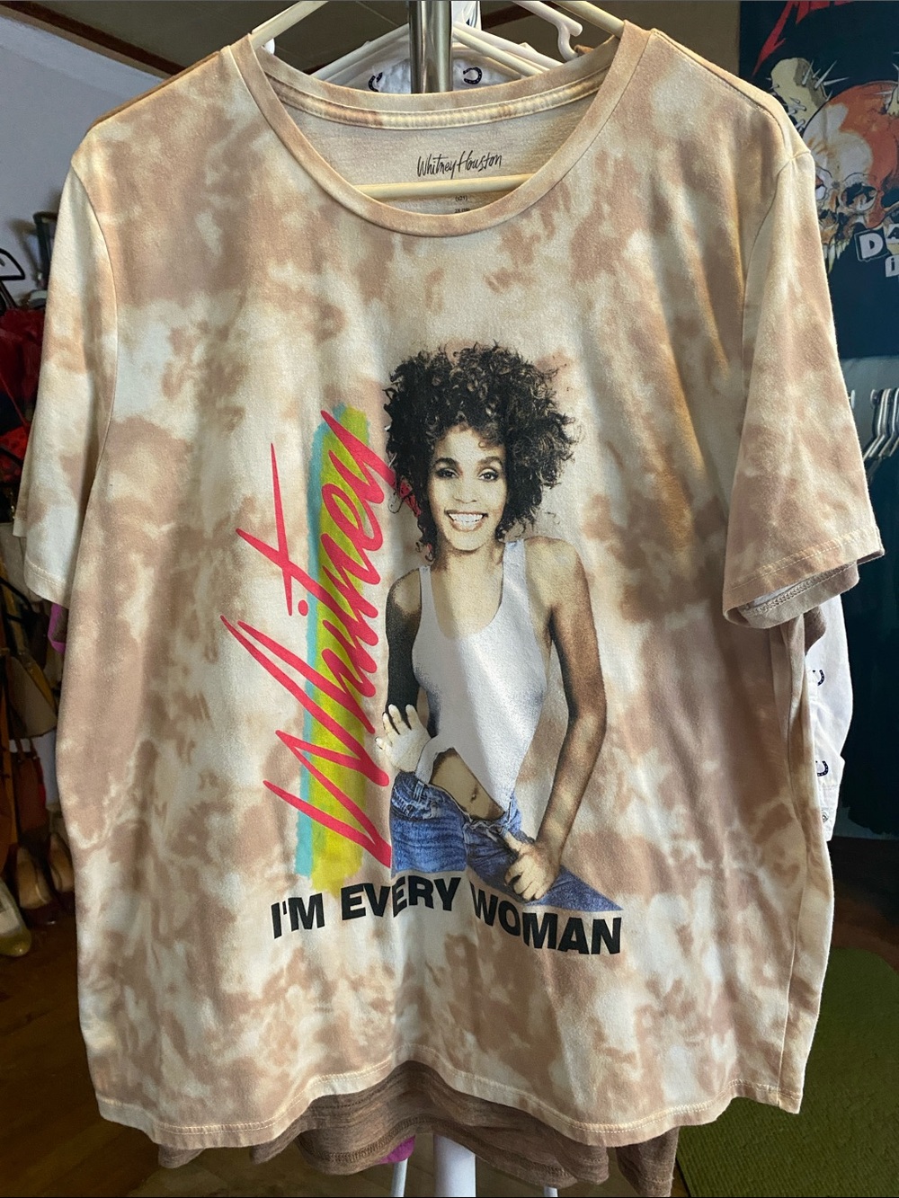 Whitney Houston ‘I’m Every Woman’ Tie-dye Graphic Tee (with hole)